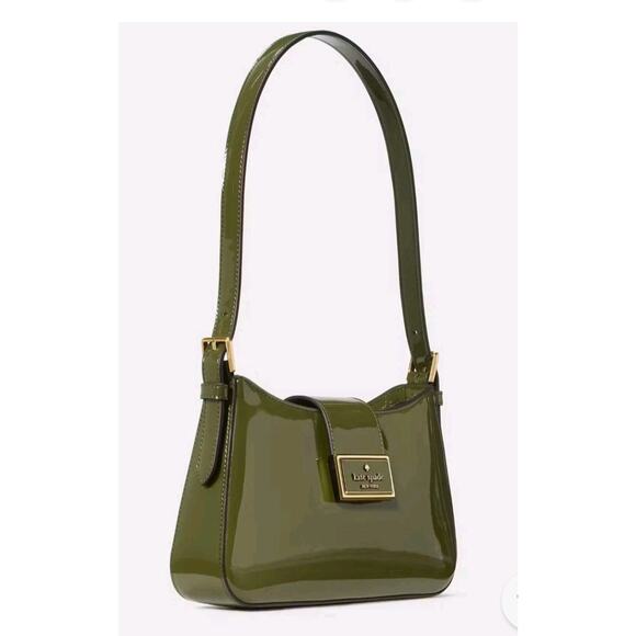 KATE SPADE Reegan Patent Green with Gold Accents NEW Small Shoulder Bag NWT - Picture 5 of 12
